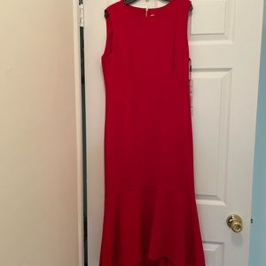 Sophisticated, Elegant Calvin Klein MIDI Ruffle Bottom Scuba Dress.